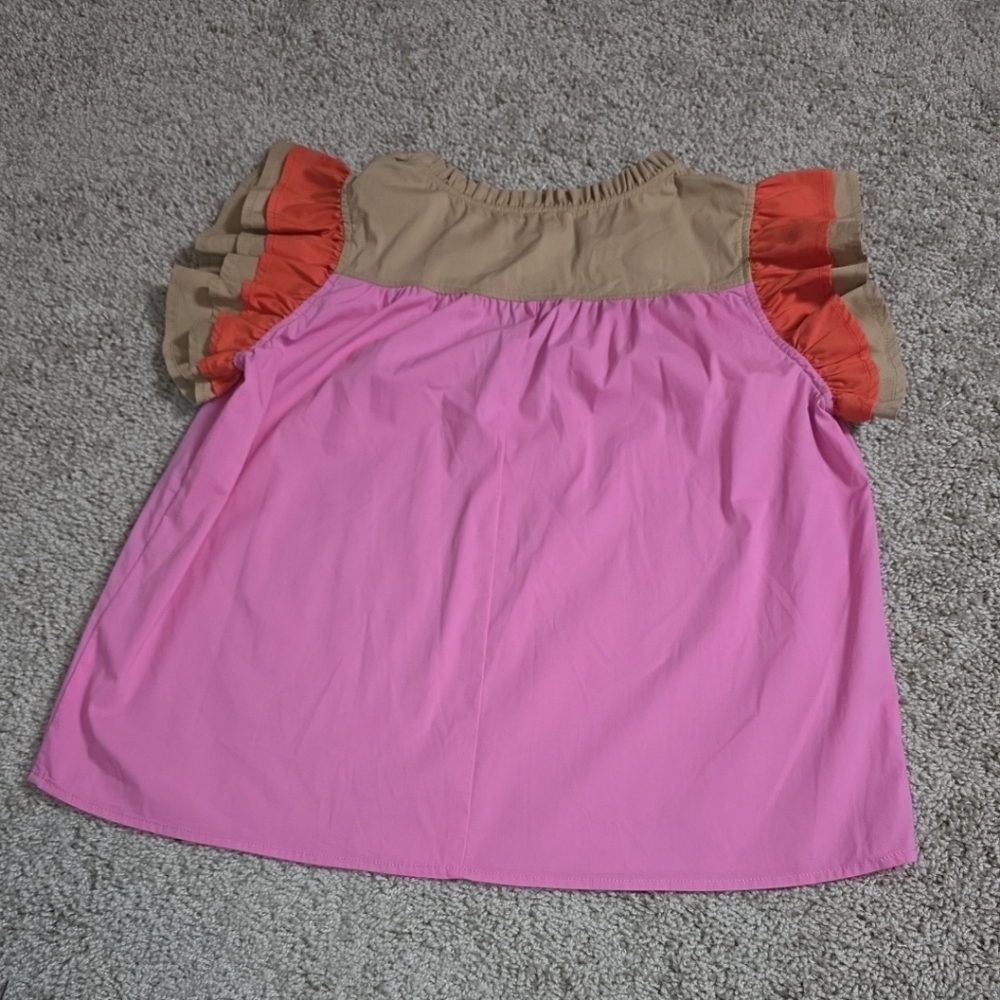 Voy Color Block Ruffle Sleeve Sz S - Picture 3 of 6